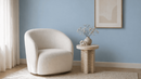 Giza Round Travertine Side Table with Pedestal Base - Natural Stone Accent Table