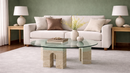 Elizabeth Travertine and Glass Modular Coffee Table - Natural Stone
