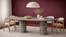 Sutunovba Silver Travertine Marble Dining Table
