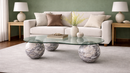 Vensa Menekse Natural Stone Coffee Table - Travertine and Marble