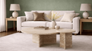 Tiger Round Marble Pedestal Base Coffee Table