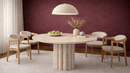 Diana Travertine Marble Dining Table with Single Daisy Pedestal Base