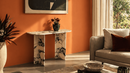 Menvy Travertine Console Table - Natural Stone Entryway Table