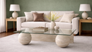 Oslo Rectangular Travertine and Glass Coffee Table