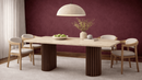 Kia Travertine Marble Dining Table with Wooden Cone Legs