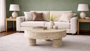 Meta Thick Top Travertine Coffee Table - Natural Stone Living Room Furniture