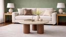Freesia Travertine Coffee Table with Wooden Legs