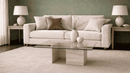 Capcap Travertine and Glass Coffee Table - Modern Natural Stone Furniture