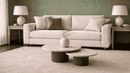 Yamurama Wooden Double-Leg Coffee Table with Natural Travertine Stone Top