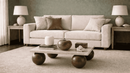Martalus Marble Slab Dining Table with Wooden Cylinder Legs