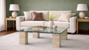 Emilia Travertine Coffee Table with Interlocking Cylinder Legs