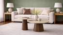 Lavin travertine coffee table with wooden legs