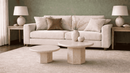 Lily Travertine Nesting Coffee Tables Set of 2 with Hexagonal Base