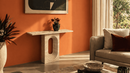 Helios Travertine Ribbed Ring Console Table