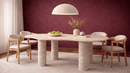 Lion Asymmetrical Travertine Marble Dining Table with 4 Legs