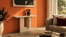Henrika U-Shaped Travertine Strip Console Table made of natural stone