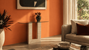 Steve Glass Top Console Table with Natural Travertine Stone Base