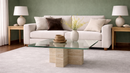 Beatrice Travertine Cross Base Coffee Table - Natural Stone Living Room Furniture