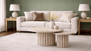 Ivory Marble Column Pedestal Coffee Table Set of 2