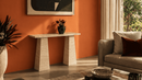 Cybill Marble Console Table with Pyramid Pedestal Base