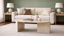 Rozarda Marble Ellipse Pedestal Coffee Table with Natural Stone Base