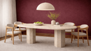 Gredel Hexagonal Travertine Marble Dining Table with Double Pedestal Base