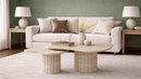 Akantha Natural Shape Travertine Coffee Table with Slatted Cylindrical Legs