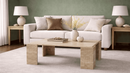 Emma Travertine Rectangular Leg Coffee Table - Natural Stone Living Room Furniture