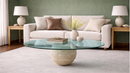 Adonia Travertine Sphere Coffee Table - Natural Stone Round Coffee Table