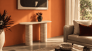 Soleil Marble Console Table with Straight Cylindrical Legs