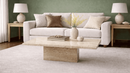 Ranch Travertine Square Leg Coffee Table - Natural Stone Living Room Furniture