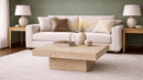 Harmony Travertine Square Leg Coffee Table - Natural Stone Living Room Furniture