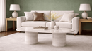 Paula Marble Coffee Table with Two Cylindrical Base Legs
