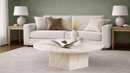 Loni Travertine Coffee Table with Hexagonal Base