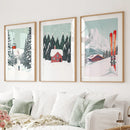 Ski Lifts, Cozy Cabin, and Snowy Peaks Wall Art by Wall Art Set