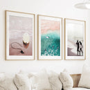 California Surfing Vibe. Beige Turquoise Coastal Prints Set by Wall Art Set
