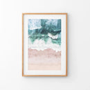 Aerial Coastal Ocean Wall Decor. Pink Beach, Blue Waves