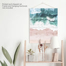 Aerial Coastal Ocean Wall Decor. Pink Beach, Blue Waves