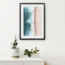 Ocean Aerial Print. Neutral Pink Beach, Blue Waves by Wall Art Set