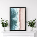 Ocean Aerial Print. Neutral Pink Beach, Blue Waves by Wall Art Set