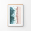 Ocean Aerial Print. Neutral Pink Beach, Blue Waves by Wall Art Set