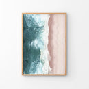 Ocean Aerial Print. Neutral Pink Beach, Blue Waves by Wall Art Set