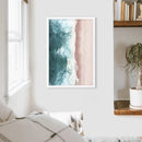 Ocean Aerial Print. Neutral Pink Beach, Blue Waves by Wall Art Set