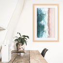 Ocean Aerial Print. Neutral Pink Beach, Blue Waves by Wall Art Set