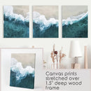 Turquoise Wave on the Sandy Beach Prints. Aerial Photography by Wall Art Set