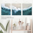 Turquoise Wave on the Sandy Beach Prints. Aerial Photography by Wall Art Set