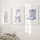 Preppy Aesthetic Dorm Decor Blue Wall Art Prints by Wall Art Set