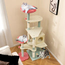 61 Inch Multi-Level Aesthetic Floral Kitten Tower with Flower-Shaped Padded Perch-Multicolor by LJGDeals