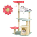 49 Inch Tall Multi-Level Aesthetic Floral Kitten Tower with Flower-Shaped Plush Padded Perch-Multicolor by LJGDeals