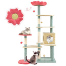 61 Inch Multi-Level Aesthetic Floral Kitten Tower with Flower-Shaped Padded Perch-Multicolor by LJGDeals